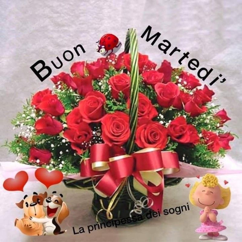 Buon Martedì amore mio con rose rosse