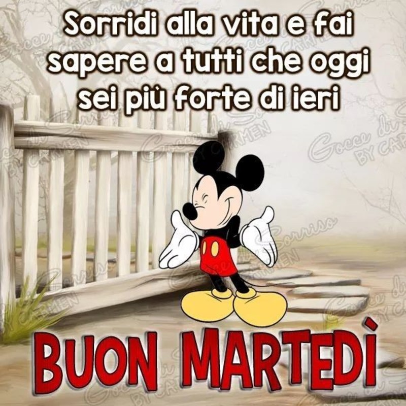 Sorridi alla vita e fai sapere a tutti che oggi sei più forte di ieri. Buon Martedì