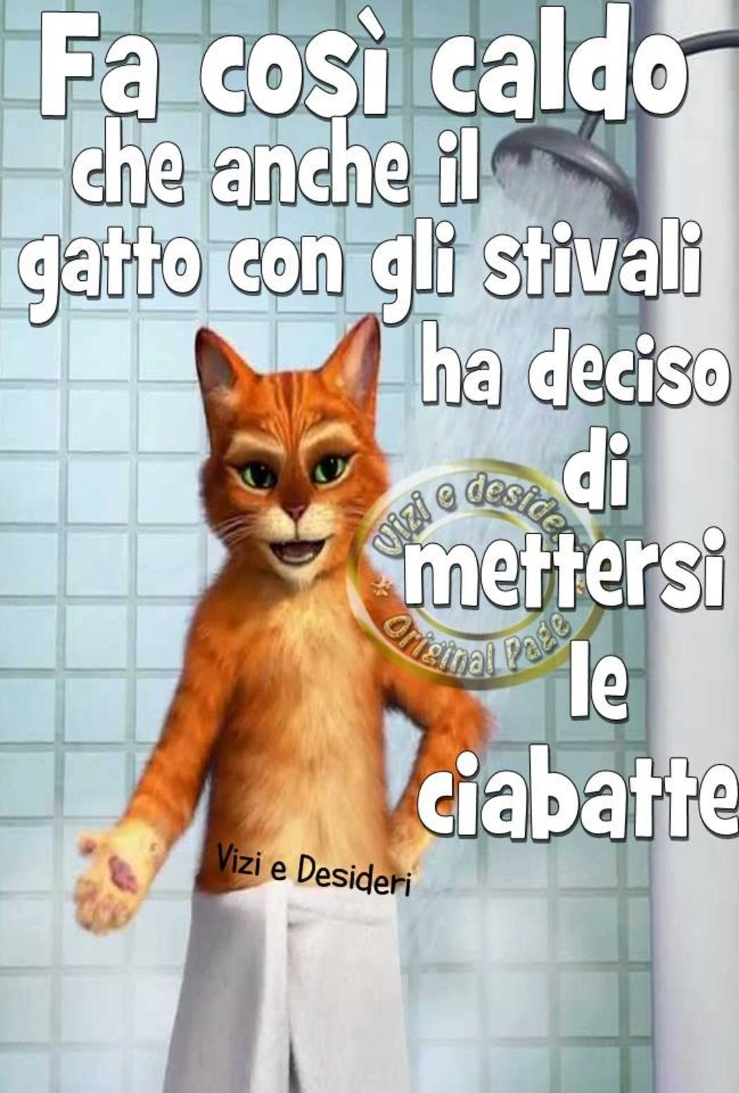 Fa così caldo che anche il Gatto con gli Stivali ha deciso di mettersi le ciabatte