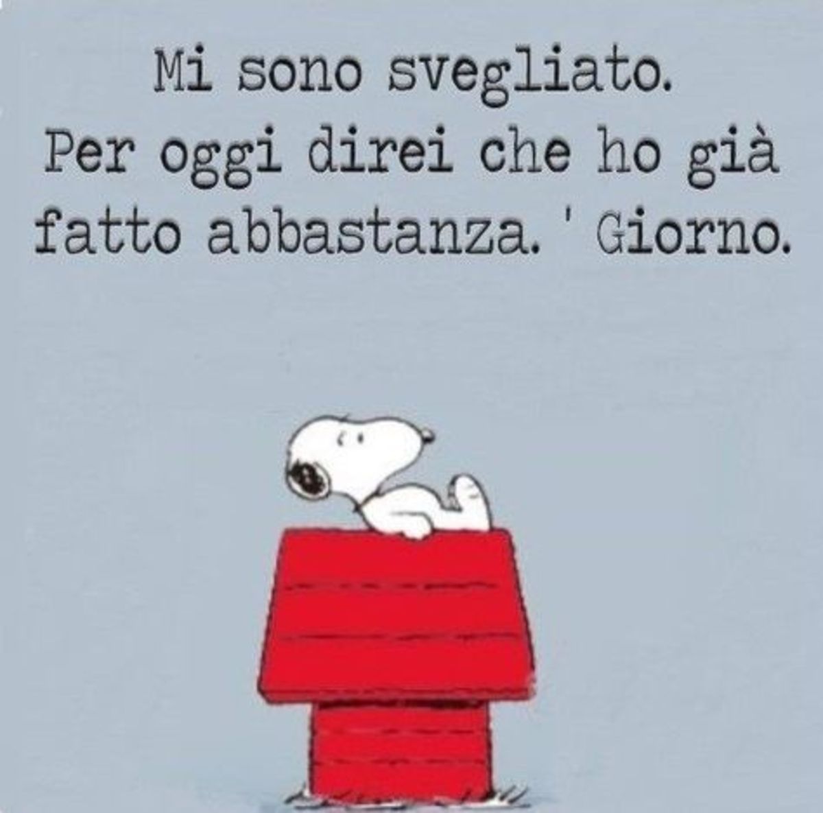 Mi sono svegliato. Per oggi direi che ho già fatto abbastanza. Giorno (Snoopy)