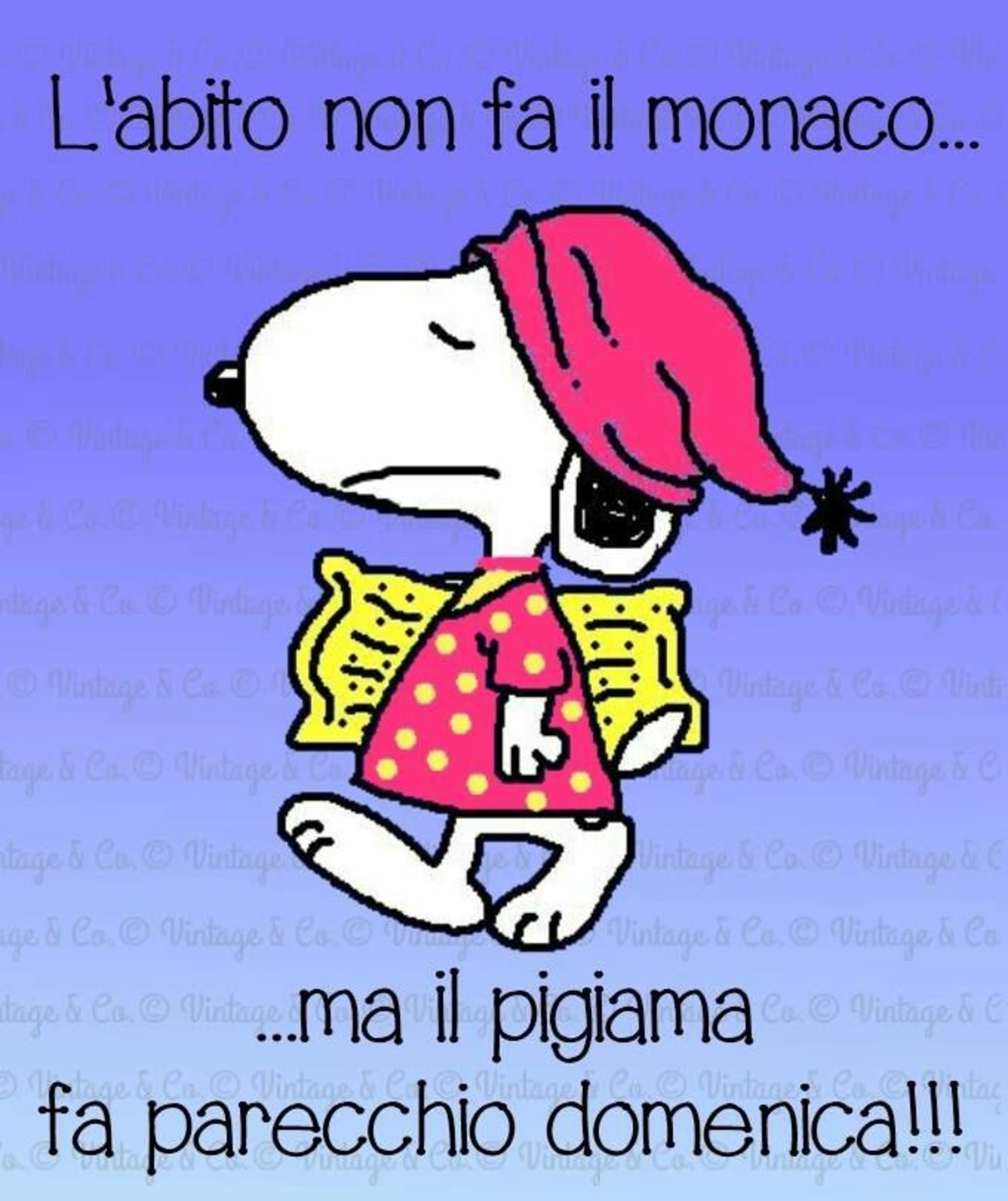 L'abito non fa il monaco... ma il pigiama fa parecchio Domenica ! (Snoopy)