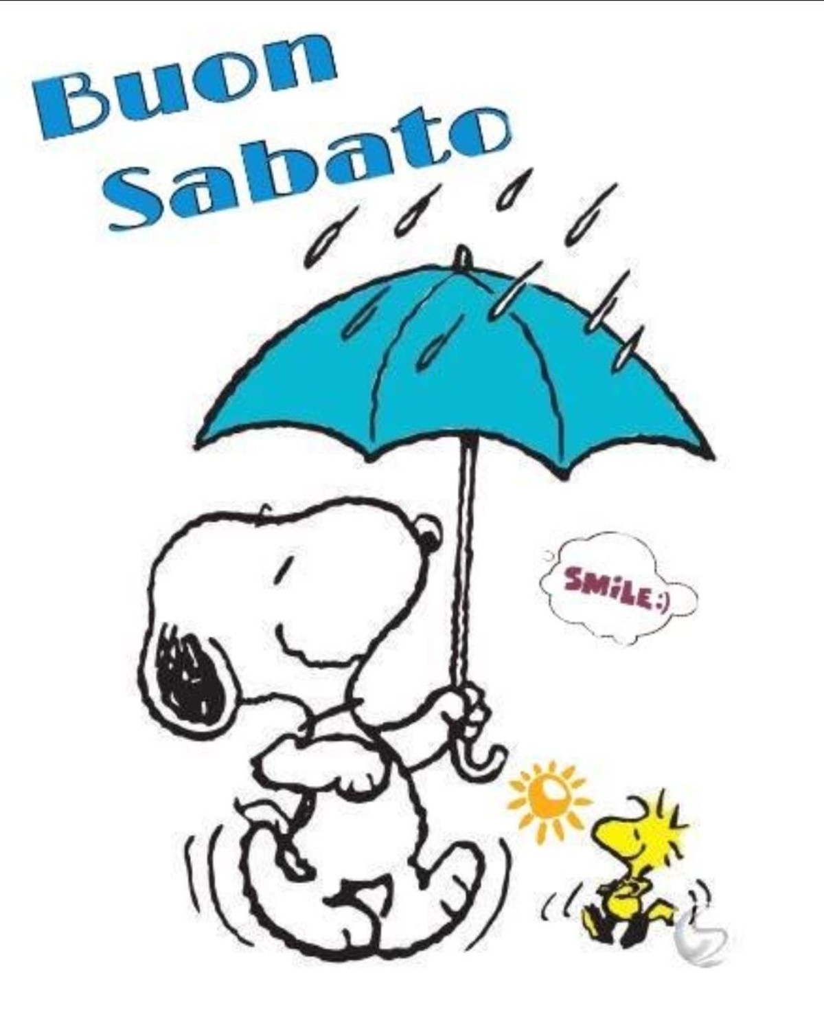 Buon Sabato con la pioggia da Snoopy