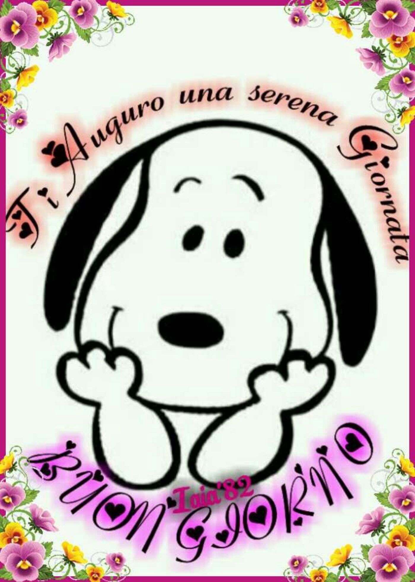 Ti auguro una Serena Giornata Buongiorno Snoopy