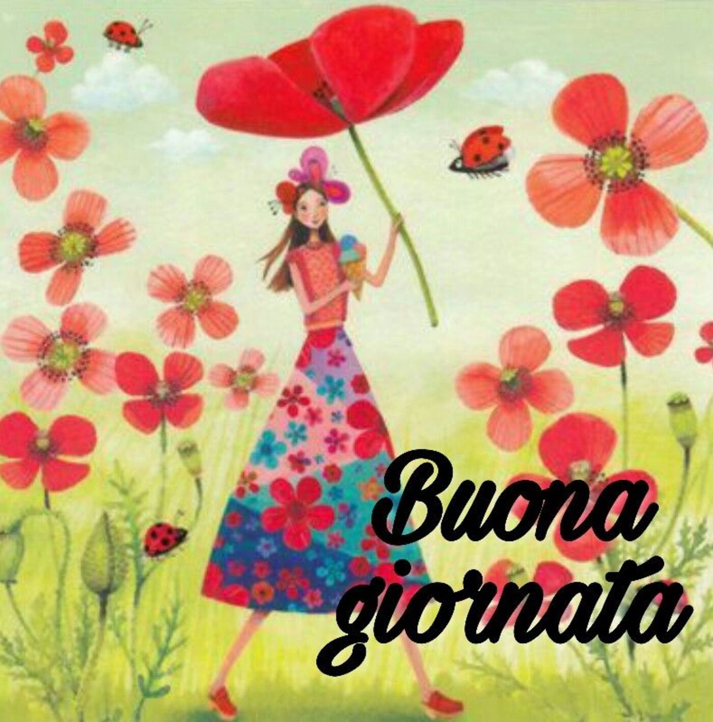 Buona Giornata con i fiori papaveri