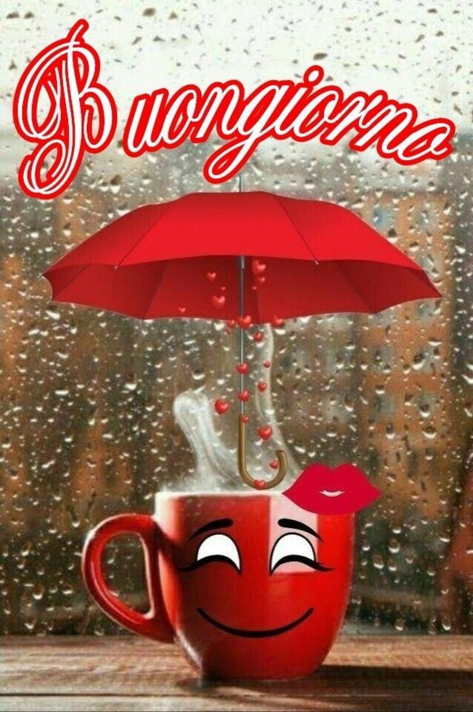 Buongiorno caffè con la pioggia