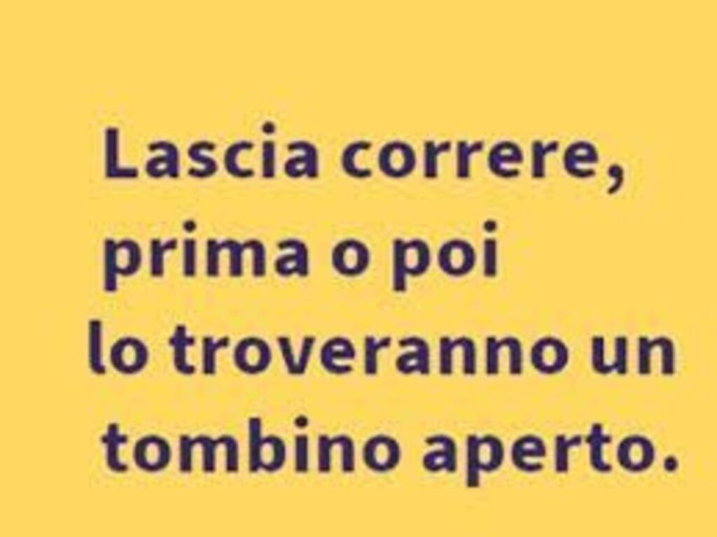 Lascia correre, prima o poi lo troveranno un tombino aperto.