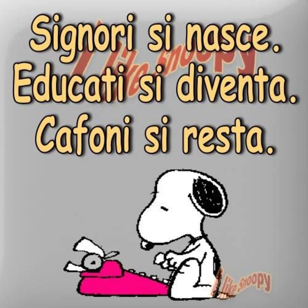 Signori si nasce. Educati si diventa. Cafoni si resta. Snoopy