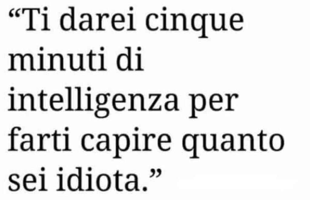 "Ti darei cinque minuti della mia intelligenza per farti capire quanto sei idiota."