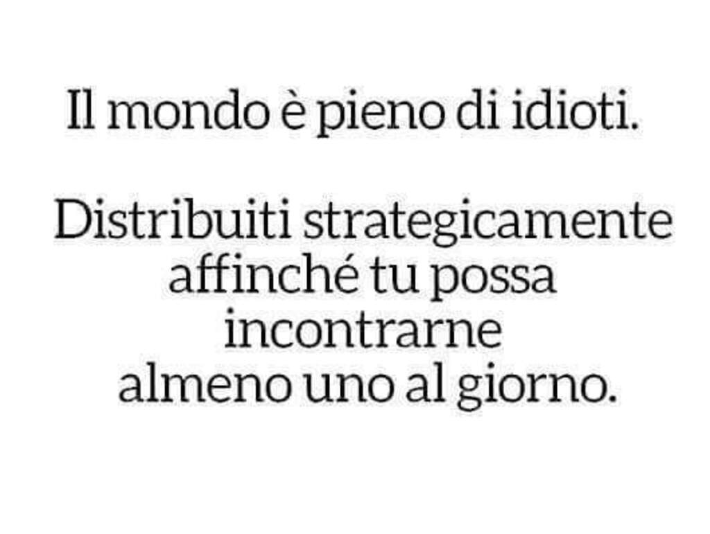 Il mondo è pieno di idioti. Distribuiti strategicamente affinchè tu possa incontrarne almeno uno al giorno.