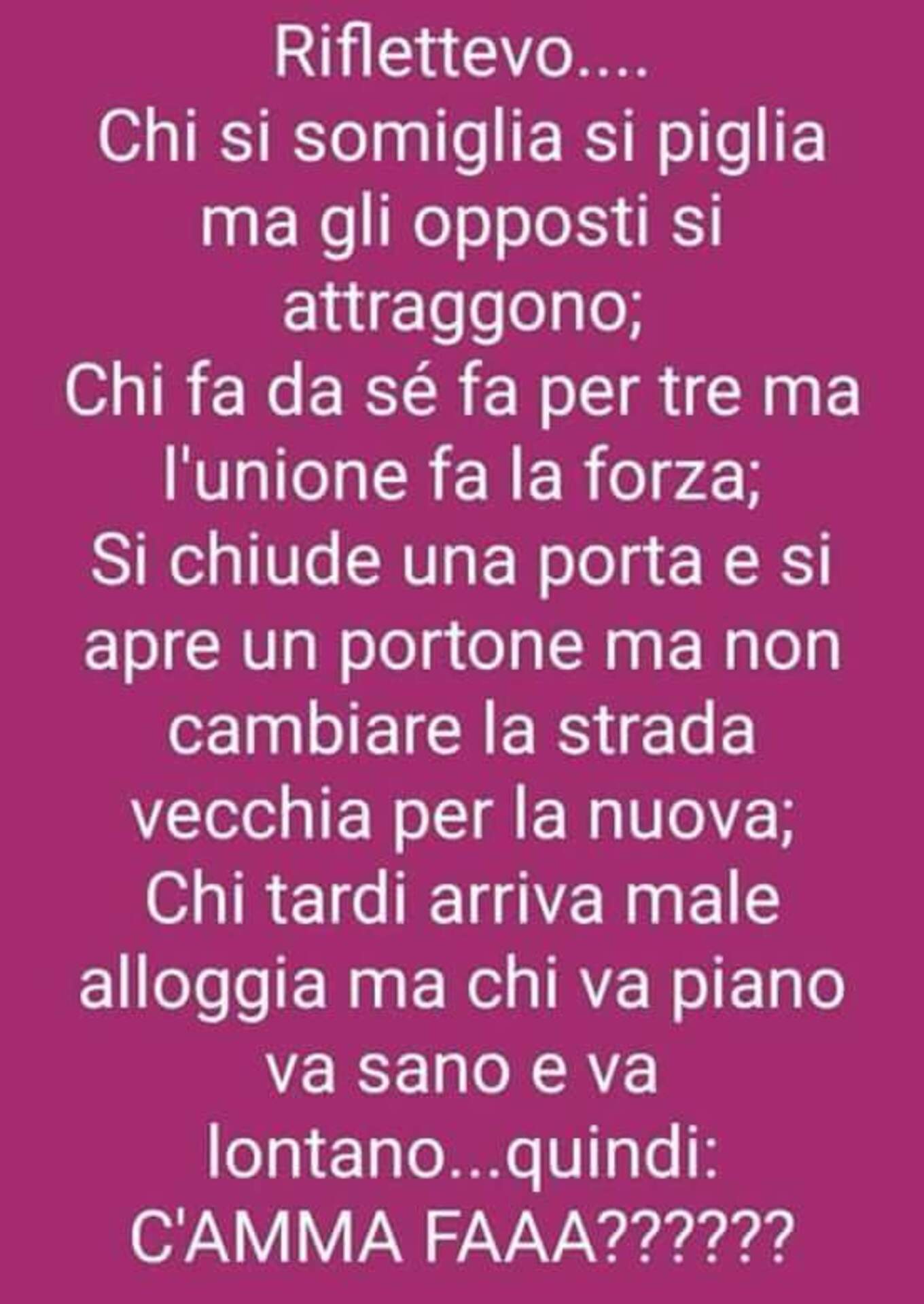 "Riflettevo... chi si somiglia si piglia....."