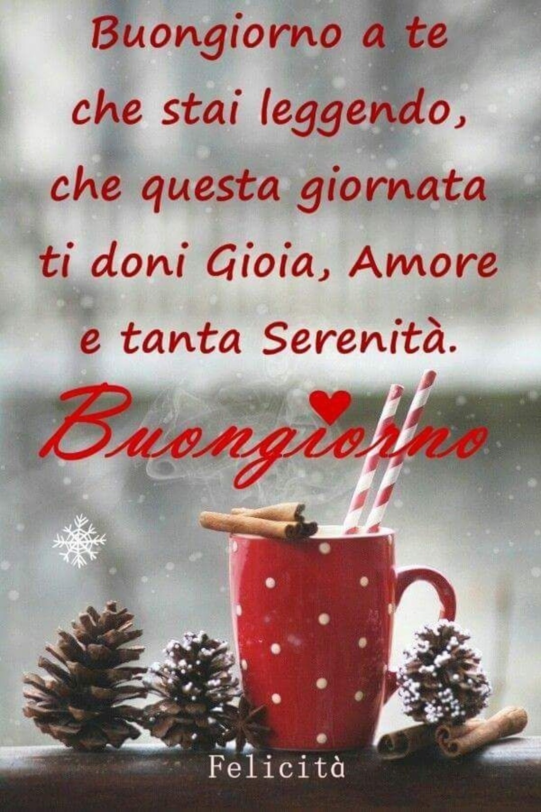 Buongiorno a te che stai leggendo, che questa giornata ti doni gioia, amore e tanta serenità. Buongiorno