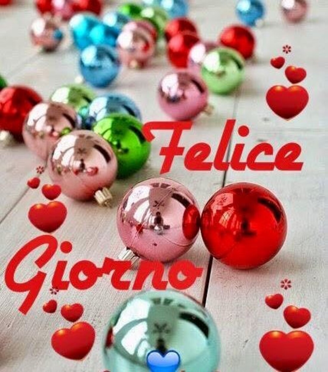 Felice Giorno con palline di Natale