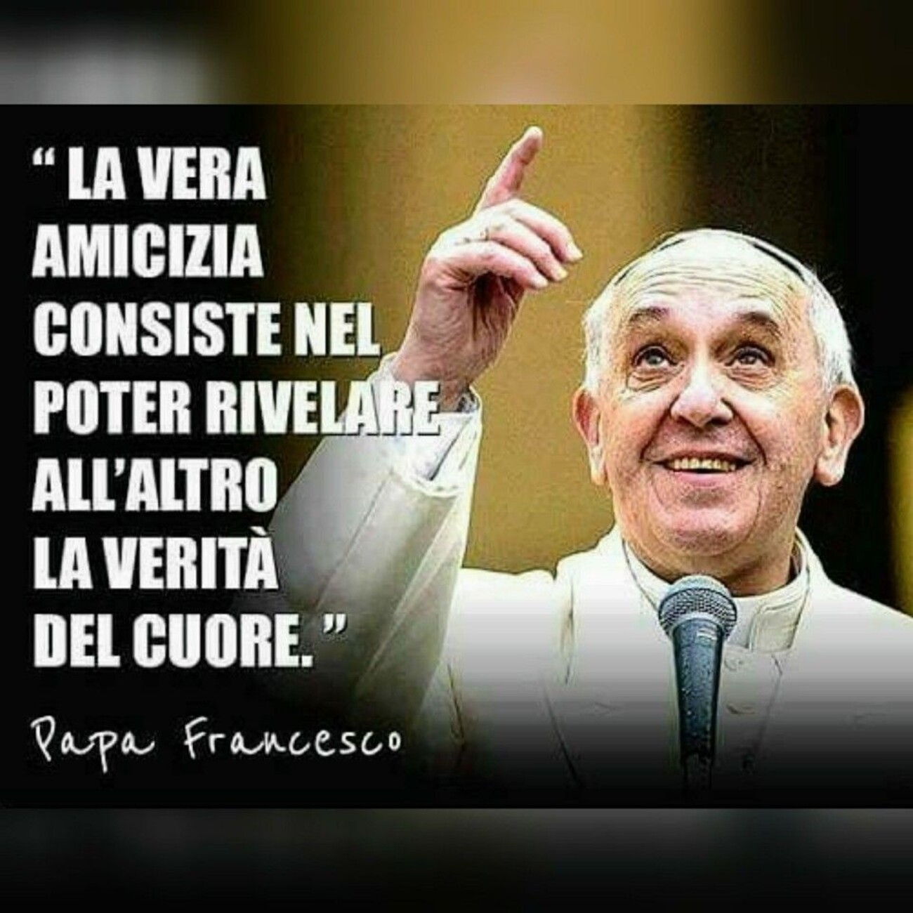 "La vera amicizia consiste nel poter rivelare all'altro la verità del cuore." Papa Francesco