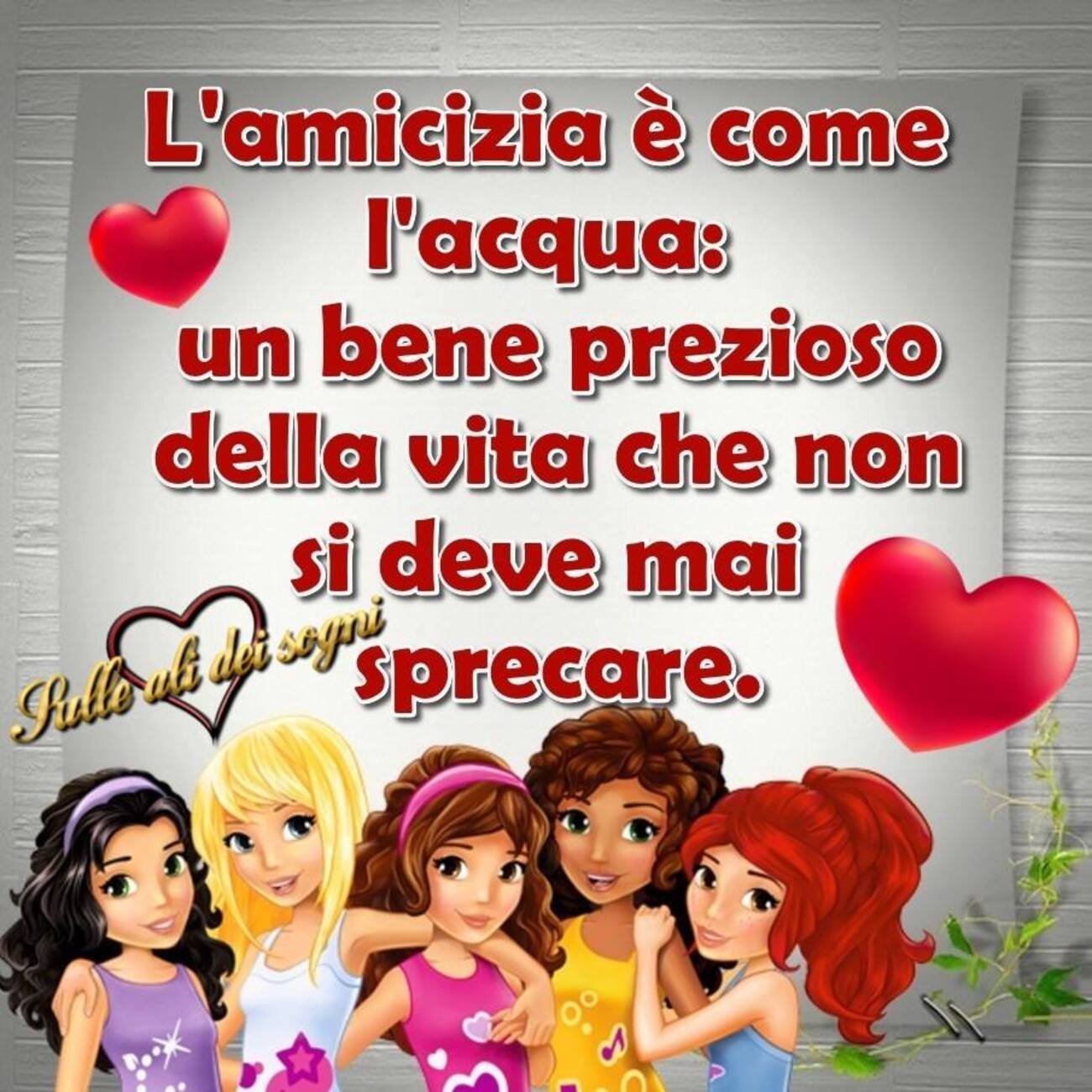 L'Amicizia è come l'acqua: un bene prezioso della vita che non si deve mai sprecare.