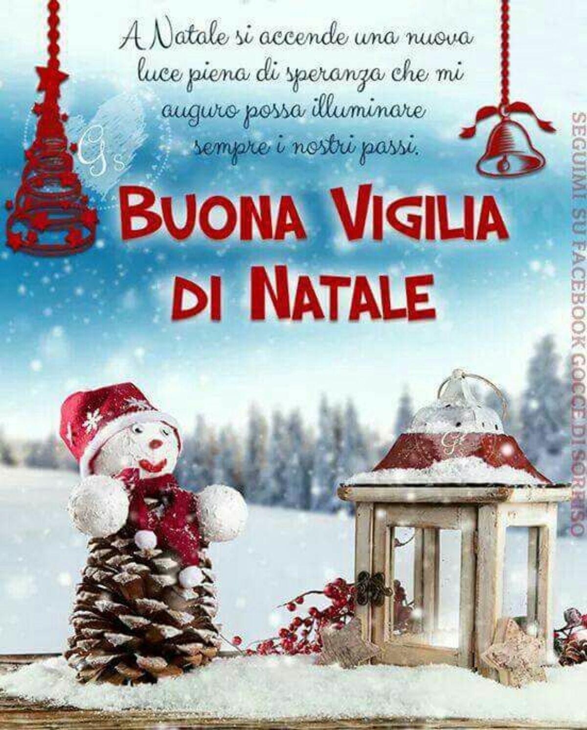 A Natale si accende una nuova luce piena di speranza che mi auguro possa illuminare sempre i nostri passi. BUONA VIGILIA DI NATALE