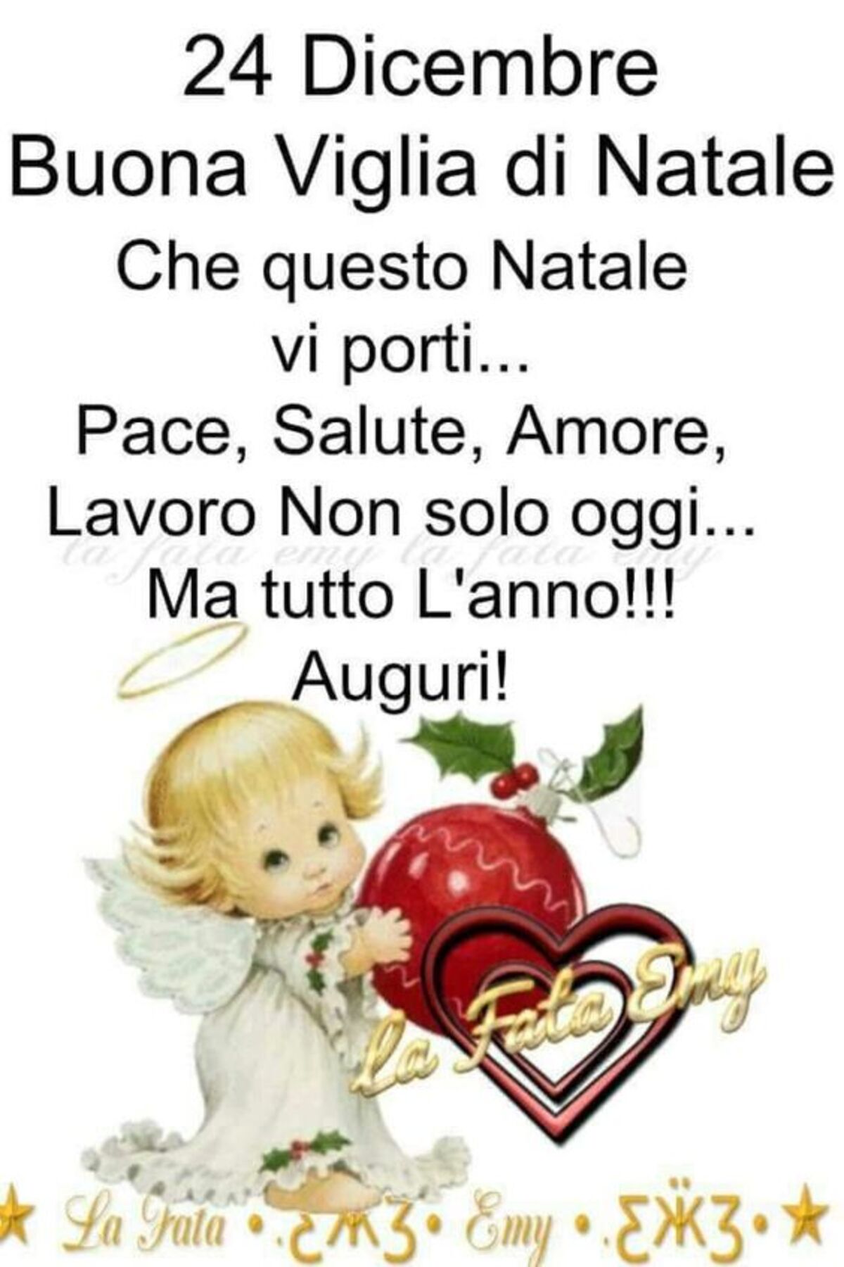 24 Dicembre Buona Vigilia di Natale. Che questo Natale vi porti... Pace, Salute, Amore, Lavoro, non solo oggi... ma tutto l'anno!!! Auguri!