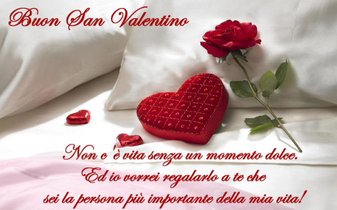 "Buon San Valentino. Non c'è vita senza un momento dolce. Ed io vorrei regalarlo a te, che sei la persona più importante della mia vita!"