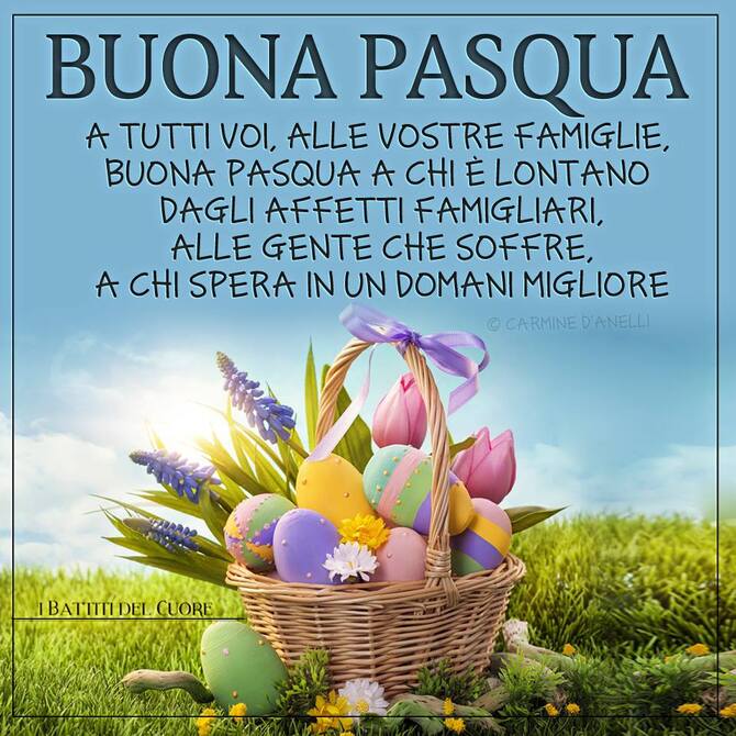 BUONA PASQUA A tutti voi, alle vostre famiglie, Buona Pasqua a chi è lontano dagli affetti familiari. Alla gente che soffre, a chi spera in un domani migliore.