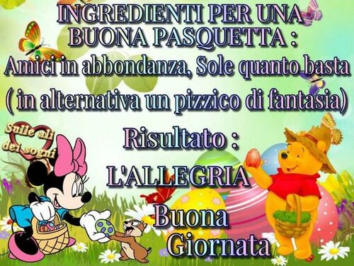 INGREDIENTI PER UNA BUONA PASQUETTA..... BUONA GIORNATA