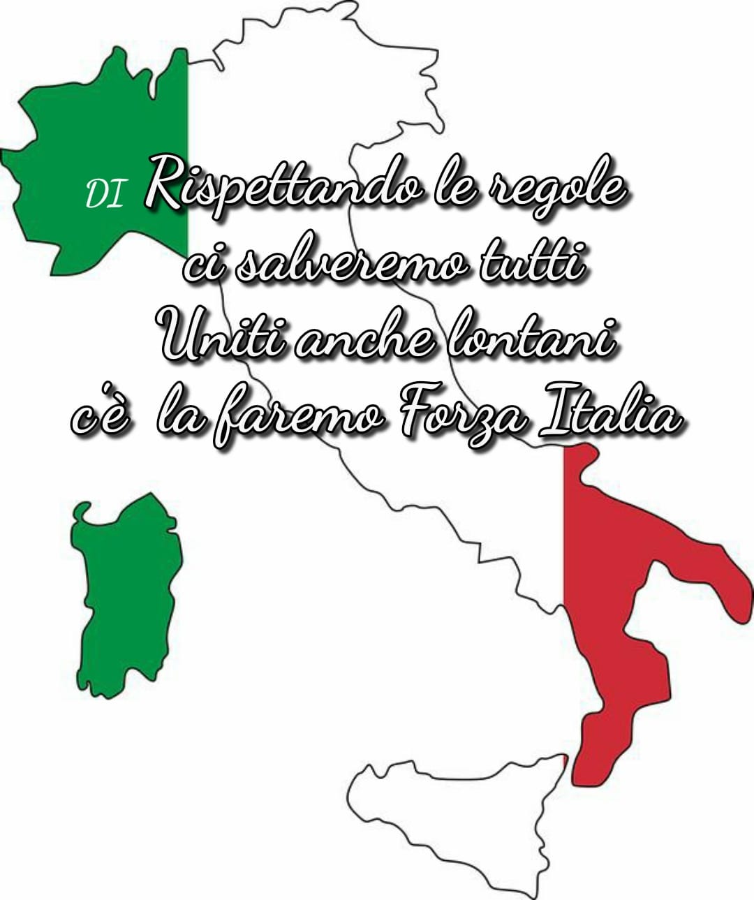 Rispettando le regole ci salveremo tutti. Uniti anche lontani. Ce la faremo! FORZA ITALIA