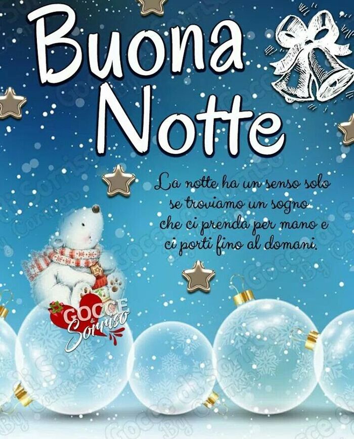 Buona Notte. La notte ha un senso solo se troviamo un sogno che ci prenda per mano e ci porti fino al domani.