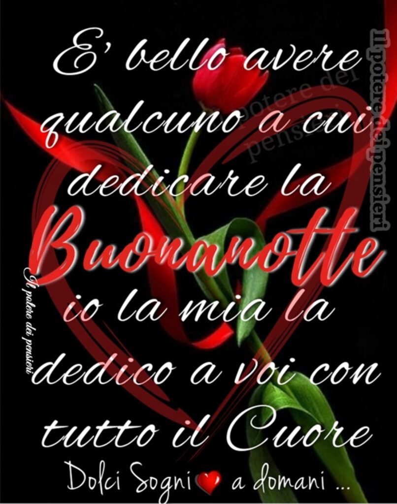 È bello avere qualcuno a cui dedicare la buonanotte, io la mia la dedico a voi con tutto il cuore. Dolci Sogni, a domani...